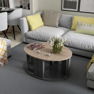 Homemania Homemania Stolik kawowy Antella, 90x60x41 cm, czarno-naturalny M.M.01.01.09.01781 - Ławy i stoliki kawowe - miniaturka - grafika 5