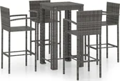 Pozostałe meble ogrodowe - vidaXL 5-cz zestaw mebli barowych z podłokietnikami rattan PE szary 3064809 - miniaturka - grafika 1