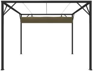 vidaXL Altana ogrodowa ze zwijanym dachem, 3x3 m, taupe, 180 g/m - Altany ogrodowe - miniaturka - grafika 4