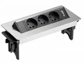 Przedłużacze i rozgałęźniki - GTV Przedłużacz biurkowy wpuszczany prostokąt AE-PBC3GU-51BK - miniaturka - grafika 1