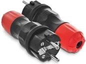 Kostki, złączki, wtyczki - AWTools Wtyczka prosta 2p+Z 16A EXTREM I Kl Izolacji Uni Schuko hermatyczna IP 54 rozbieralna czarna z czerwonymi nakrętkami 16A W-97977 W-97977 - miniaturka - grafika 1