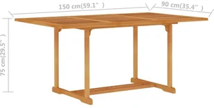 vidaXL Lumarko Stół ogrodowy, 150x90x75 cm, lite drewno tekowe! 315103 - Stoły ogrodowe - miniaturka - grafika 6