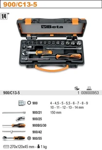 Beta ZESTAW NASADEK 1/4"+AKCESORIA 18SZT 900/C13-5 - Narzędzia warsztatowe - miniaturka - grafika 2