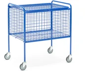 Wózki magazynowe - AJ Produkty Wózek z siatki z pokrywą, niebieski - miniaturka - grafika 1
