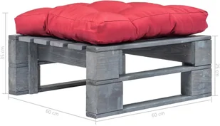 vidaXL Ogrodowe siedzisko z palet, czerwona poduszka, szare drewno FSC vidaXL - Pozostałe meble ogrodowe - miniaturka - grafika 3