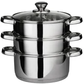 Szybkowary - Premier Housewares wielopoziomowy garnek do gotowania na parze, stal szlachetna, pokrywka ze szkła, dno warstwowe, 22 x 25 cm 0408129 - miniaturka - grafika 1