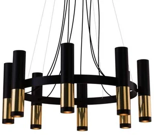 Amplex Żyrandol LAMPA wisząca KAVOS 0386 okrągła OPRAWA metalowe tuby zwis czarny złoty 0386 - Lampy sufitowe - miniaturka - grafika 2