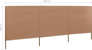 vidaXL Parawan 3-skrzydłowy z tkaniny, 400x160 cm, taupe vidaXL - Parawany - miniaturka - grafika 6