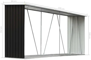 vidaXL Wiata na drewno, stal galwanizowana, 330x84x152 cm, antracytowa - Garaże i wiaty - miniaturka - grafika 6