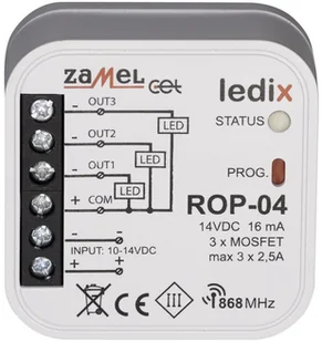 ZAMEL Radiowy odbiornik 3-kanałowy Exta Free ROP-04 do puszki fi60 LDX10000003 Zamel - Systemy inteligentnych domów - miniaturka - grafika 2