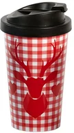 Kubki termiczne - infinite by GEDA LABELS (INFKH) Infinite by GEDA LABELS (infkh) kubek Coffee to go w kratkę jelenia, tworzywo sztuczne, czerwony/biały, 9 x 9 x 17 cm 12138 - miniaturka - grafika 1