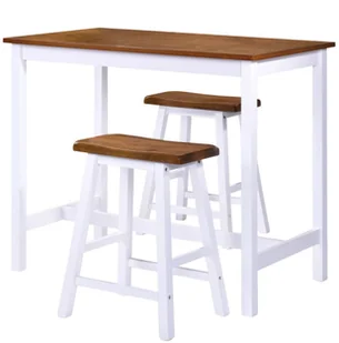 vidaXL Stolik i krzesła barowe, 3 elementy, drewno - Stoły z krzesłami - miniaturka - grafika 2