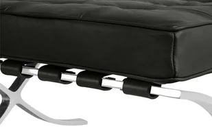 KING HOME Ławka BARCELON czarna skóra naturalna stal polerowana (T03.LONG.STOOL) - Ławki do przedpokoju - miniaturka - grafika 3