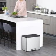 Pozostałe akcesoria do uprawy roślin - Vepa Bins EKO Kosz na śmieci z pedałem Essential, 2x15 L, matowy srebrny - miniaturka - grafika 1