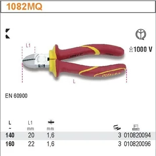 Beta SZCZYPCE TNĄCE BOCZNE 140MM,W IZOL.DO 1 1082MQ/140 - Kombinerki i obcęgi - miniaturka - grafika 2