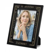 Gadżety dla niej i dla niego - Murrano Ramka na zdjęcia czarna z grawerem dla niej na 50 urodziny RAMK-BK-002 - miniaturka - grafika 1