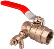 Zawory i kraniki - Invena OBI Zawór kulowy równoprzelotowy z zaworem spustowym i dźwignią GW 1/2" - miniaturka - grafika 1