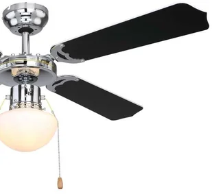 Globo Lighting LAMPOWENTYLATOR sufitowy CHAMPION 0309CSW metalowa OPRAWA plafon WIATRAK z regulacją obrotów mosiądz czarny biały 0309CSW - Wentylatory sufitowe - miniaturka - grafika 2