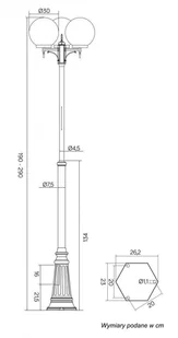 Su-Ma KULE CLASSIC wys. regulowana 190-290cm. śr. 30cm. Latarnia ogrodowa potrójna wysoka OGMWN 3 300 OGMWN 3 300 - Lampy ogrodowe Su-Ma KULE CLASSIC wys. regulowana 190-290cm. śr. 30cm. Latarnia ogrodowa potrójna wysoka OGMWN 3 300 OGMWN 3 300 - Lampy ogrodowe - miniaturka - grafika 4