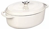 Naczynia żaroodporne - Lodge Enameled Cast Iron Oval Dutch Oven, biały - miniaturka - grafika 1