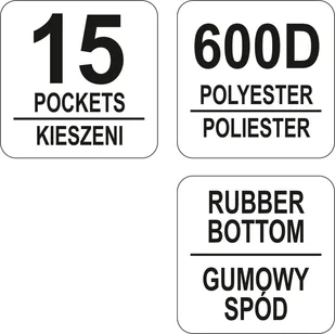 Yato TORBA NARZĘDZIOWA 16" Z GUMOWYM DNEM, 15 KIESZENI YT-74361 YATO YT-74361 - Skrzynki i torby narzędziowe - miniaturka - grafika 3
