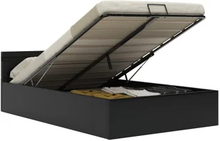 vidaXL Rama łóżka z podnośnikiem i LED, czarna, ekoskóra, 140 x 200 cm - Łóżka - miniaturka - grafika 2