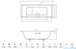 Besco Quadro Slim 170x75 WAQ-170-SL - Wanny - miniaturka - grafika 2