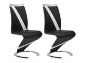 Krzesła - Vente-Unique Komplet 2 krzeseł TWIZY - Materiał skóropodobny czarny + biały - miniaturka - grafika 1