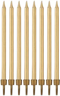 Godan Świeczki urodzinowe złote - 10 cm - 8 szt. - Dekoracje i nakrycia stołu na imprezę - miniaturka - grafika 2