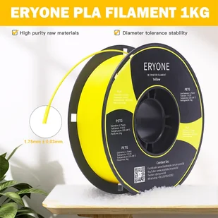 ERYONE ERYONE PLA Filament for 3D Printer 1.75mm Tolerance 0.03mm 1kg (2.2LBS)/Spool - Yellow 795739EUDF - Filamenty i akcesoria do drukarek 3D - miniaturka - grafika 2