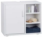 Szafki łazienkowe - Relaxdays szafka pod umywalkę, jednodrzwiowa, szafka łazienkowa, 3 półki, szafka pod WC 51 x 60 x 32 cm 10023723_49 - miniaturka - grafika 1