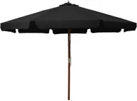 Parasole ogrodowe - vidaXL Parasol ogrodowy na drewnianym słupku, 330 cm, czarny vidaXL - miniaturka - grafika 1