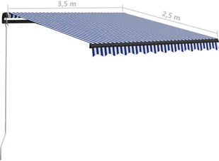 VidaXL Lumarko Ręcznie zwijana markiza, 350 x 250 cm, niebiesko-biała! 3055188 VidaXL - Markizy - miniaturka - grafika 6