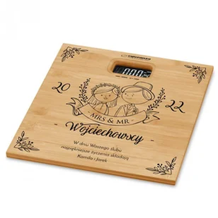 Murrano Waga bambusowa łazienkowa z nadrukiem dla pary na ślub WAG2-019 - Wagi łazienkowe - miniaturka - grafika 4