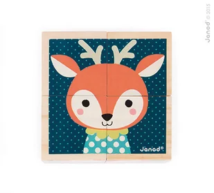 Janod Klocki drewniane Puzzle 6w1 Las - Klocki - miniaturka - grafika 7