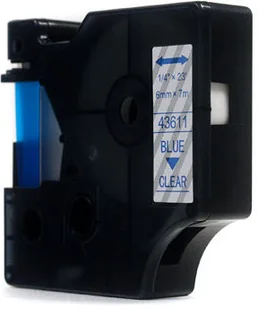 Dymo JetWorld Taśma D1 Niebieski na Przezroczystym 6mm x 7m LM100 LM100+ LM200 LM300 LM400 LM420P LM350 LM350D LM360D LM450D LM260P LM120P LM500TS JWT-D43611N - Etykiety do drukarek - miniaturka - grafika 2