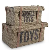 Pojemniki na zabawki - Childhome Rattanowe Kosze na pasek zestaw 2 szt. - miniaturka - grafika 1