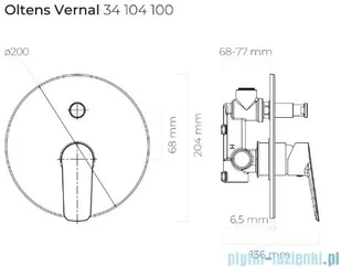 Oltens Vernal prysznicowa podtynkowa chrom 34104100 - Baterie wannowe i prysznicowe - miniaturka - grafika 2
