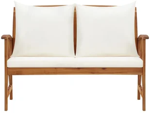 vidaXL Ławka ogrodowa z poduszkami, 119 cm, lite drewno akacjowe - Ławki ogrodowe - miniaturka - grafika 2