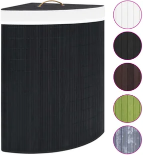 vidaXL Bambusowy kosz na pranie, narożny, czarny, 60 L vidaXL - Kosze na bieliznę - miniaturka - grafika 2
