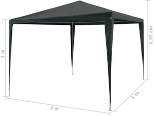 vidaXL Namiot imprezowy, 3 x 3 m, PE, zielony - Pawilony ogrodowe - miniaturka - grafika 7