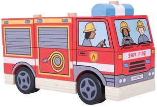 Bigjigs Toys Pojazd z klocków Straż Pożarna - Klocki - miniaturka - grafika 2