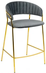 Szary tapicerowany hoker welurowy glamour S7-S86 - Taborety i hokery Szary tapicerowany hoker welurowy glamour S7-S86 - Taborety i hokery - miniaturka - grafika 1