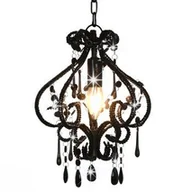 Lampy sufitowe - GSTORE Lampa sufitowa z koralikami czarna okrągła E14 GS-281594 - miniaturka - grafika 1