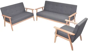 vidaXL Zestaw wypoczynkowy, 3 szt., tkanina, ciemnoszary - Komplety wypoczynkowe vidaXL Zestaw wypoczynkowy, 3 szt., tkanina, ciemnoszary - Komplety wypoczynkowe - miniaturka - grafika 1