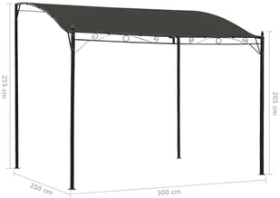 vidaXL Zadaszenie, 3 x 2,5 m, antracytowe 47948 - Pawilony ogrodowe - miniaturka - grafika 5