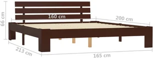 vidaXL Rama łóżka, ciemnobrązowa, lite drewno sosnowe, 160 x 200 cm - Łóżka - miniaturka - grafika 7