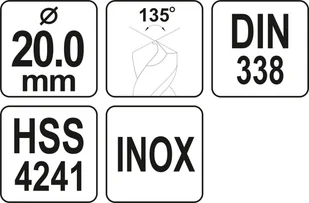 Yato WIERTŁO DO METALU HSS PREMIUM 20MM Z PRZETOCZONYM UCHWYTEM DO WIERCENIA W STALI INOX YT-44240 - Wiertła - miniaturka - grafika 4