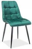 Krzesła - Signal Krzesło tapicerowane CHIC VELVET czarny stelaż, zielony aksamit BLUVEL 78 - miniaturka - grafika 1