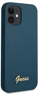 Guess GUHCP12SLSLMGBL iPhone 12 mini 5,4" niebieski/blue hardcase Metal Logo Script GUE001068 - Etui i futerały do telefonów - miniaturka - grafika 5